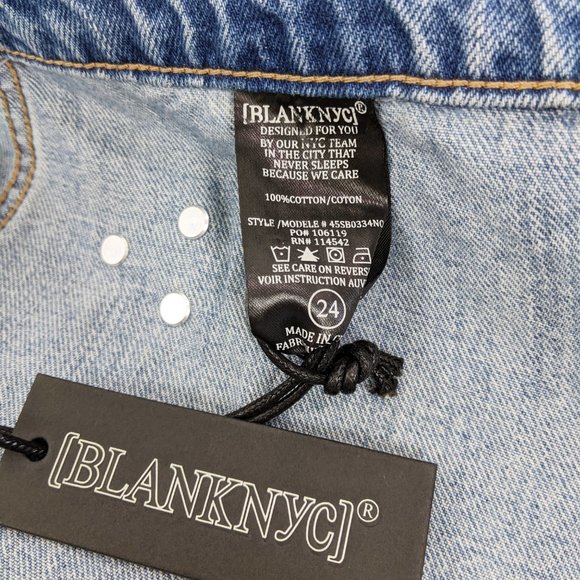 Blank NYC Size 24 XXS Womens Fringe Hem Wrap Mini Denim Skirt in Light Blue - Picture 11 of 13